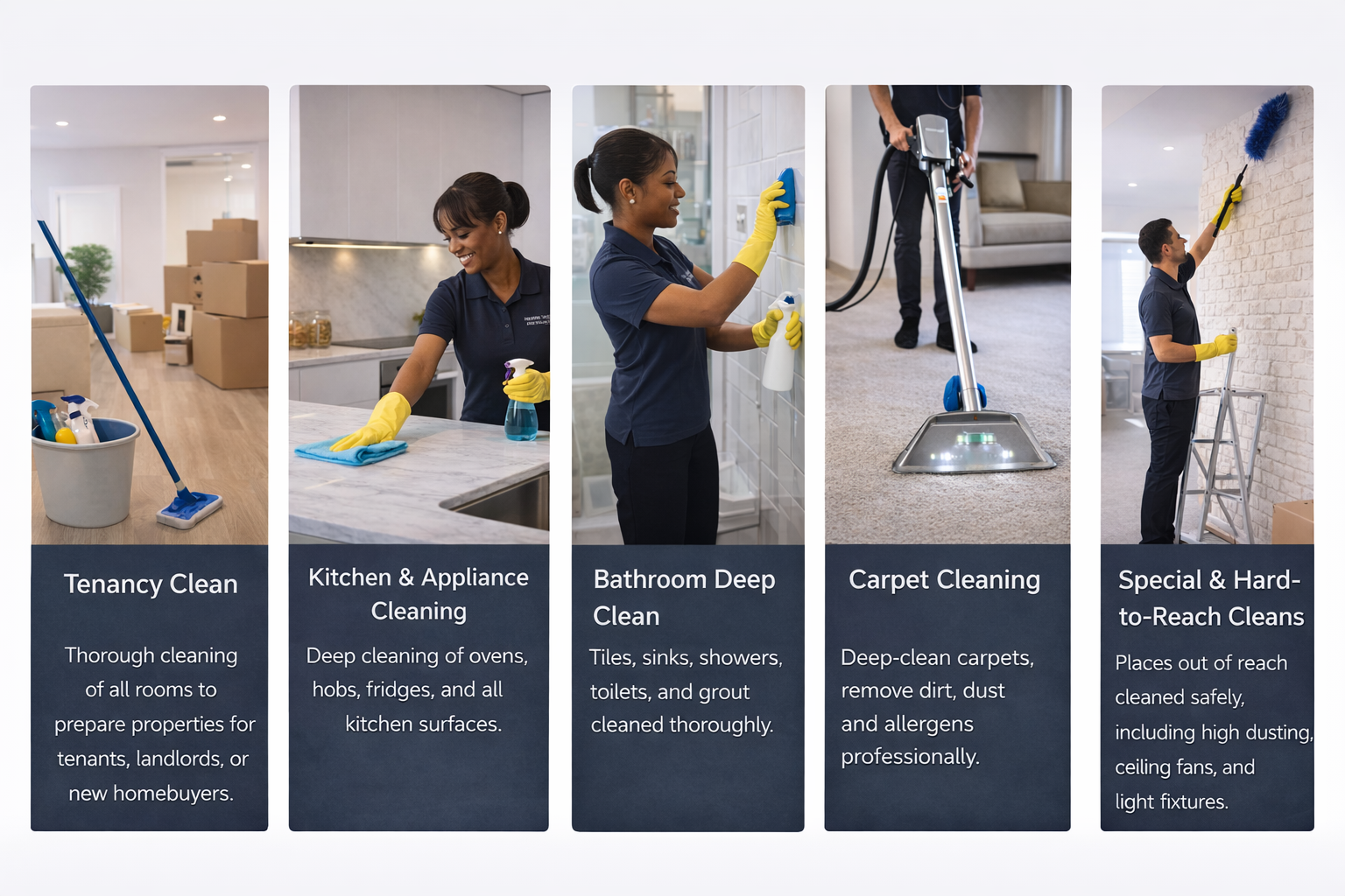 Deep cleaning services London including tenancy cleaning, bathroom cleaning, carpet cleaning and kitchen deep cleans